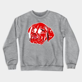 Dog Cane Corso white puppies on red background Crewneck Sweatshirt